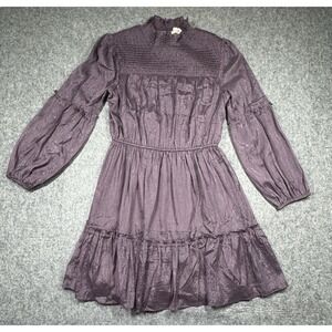 Hem & Thread Smocked‎ Detail Dress Womens Medium Purple Metallic Western Wedding